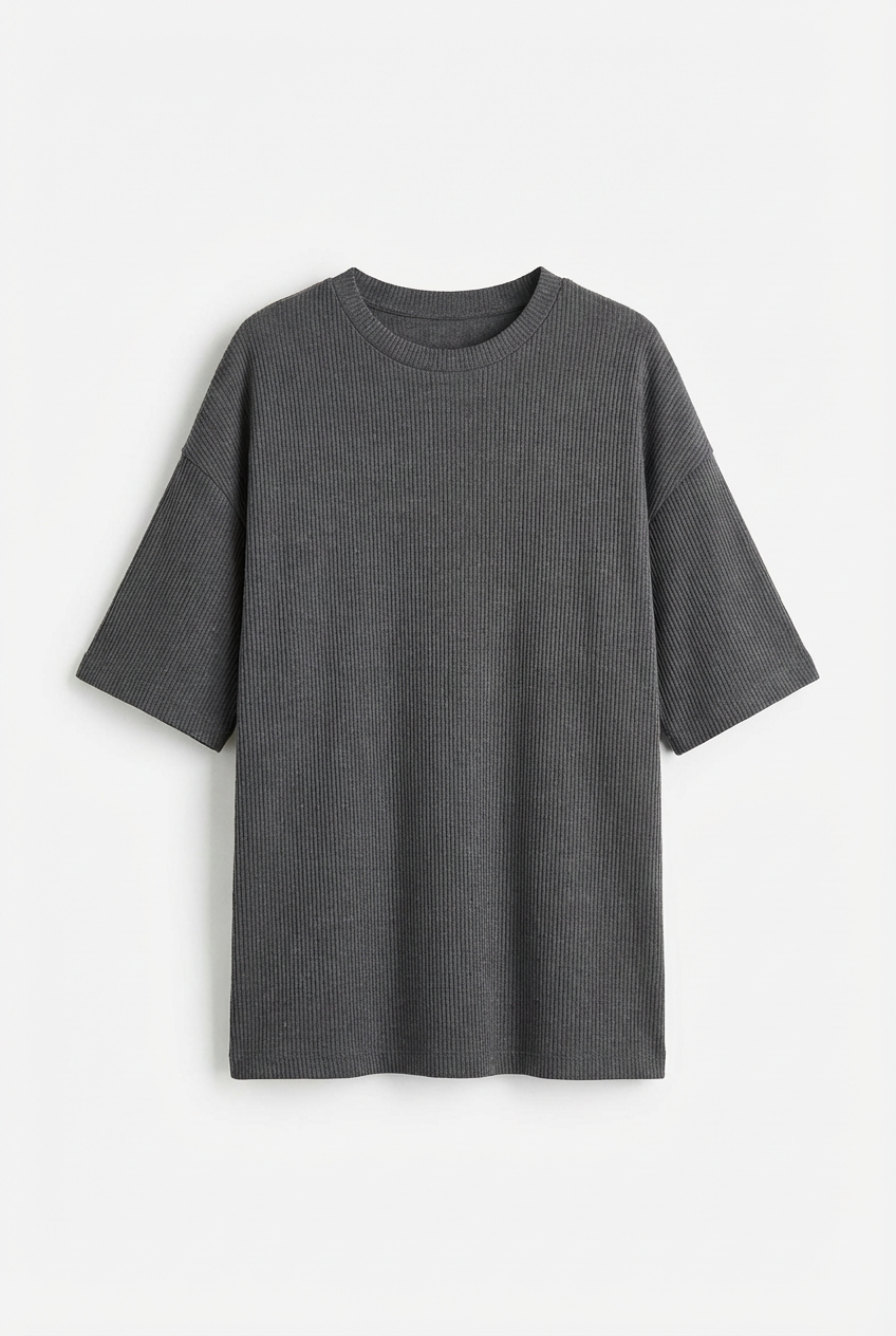 Men's Oversized Ribbed Crew Neck T-Shirt