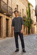Men's Oversized Ribbed Crew Neck T-Shirt
