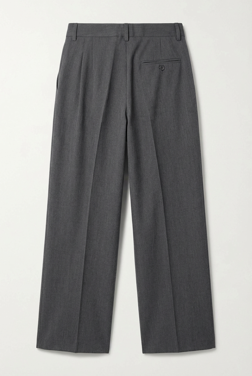 Men's Pleated Wide-Leg Wool Blend Trousers - Charcoal Grey