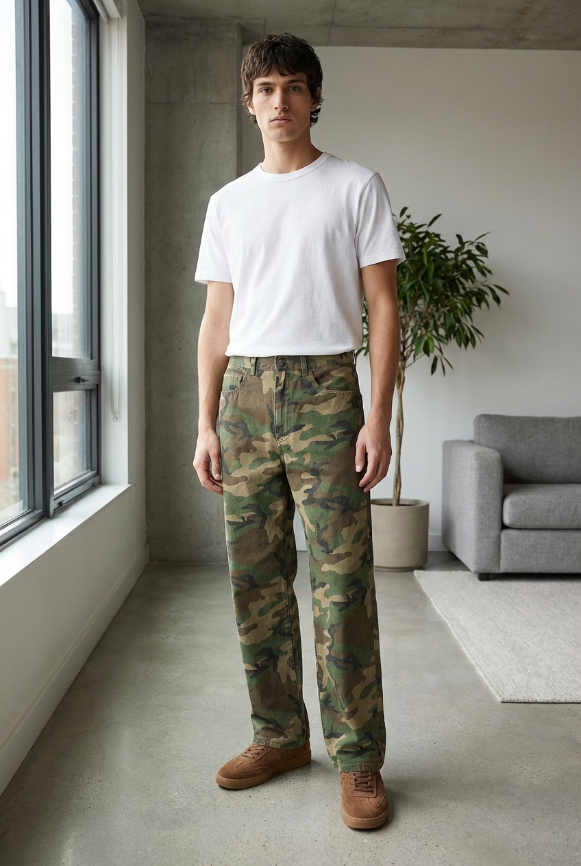 Men's Camouflage Relaxed Straight Leg Pants