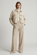 Women's Cropped Wool-Blend Collared Shacket