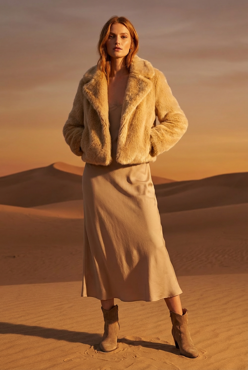 Women's Cropped Faux Fur Jacket