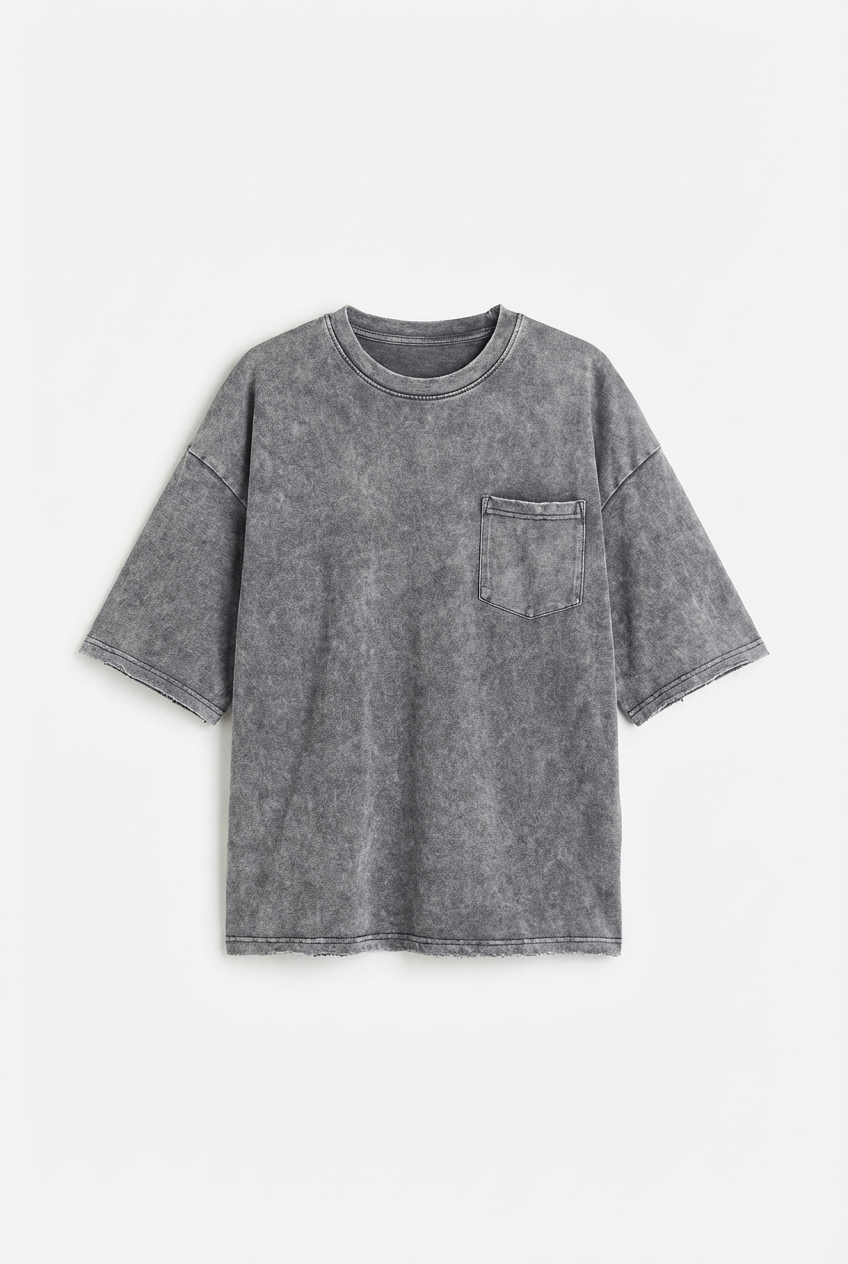 Men's Acid Wash Relaxed Fit T-Shirt with Chest Pocket